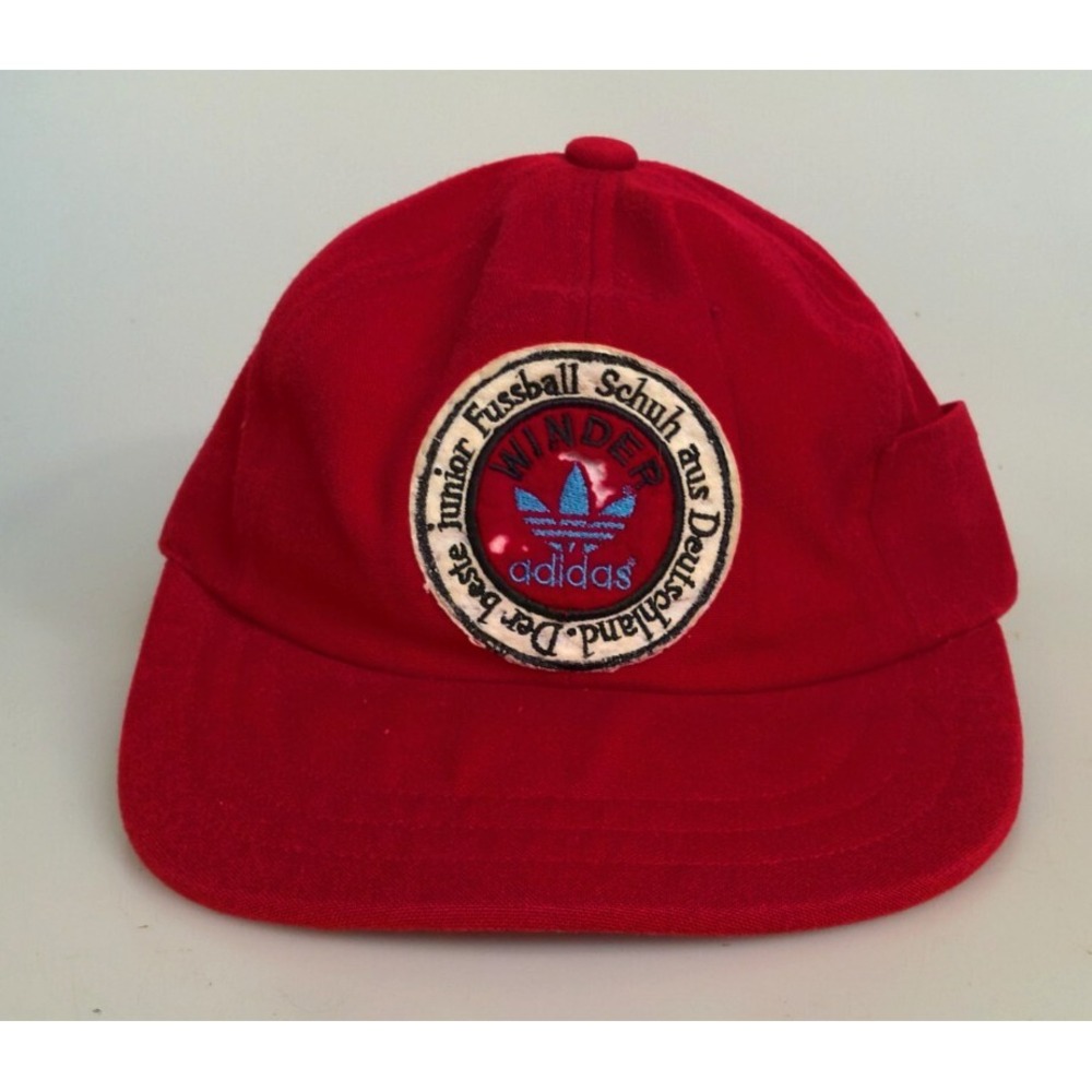 Vintage 1970s Adidas Trefoil Futbol Hat Red Vienna Soccer School Japan Made Rare